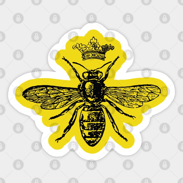 QUEEN BEE, BEE THE QUEEN YOU WERE MEANT TO BE,  Love Bees, Queen Bee Design, Vintage Bee with crown, Bee Lover Sticker by penandinkdesign@hotmail.com